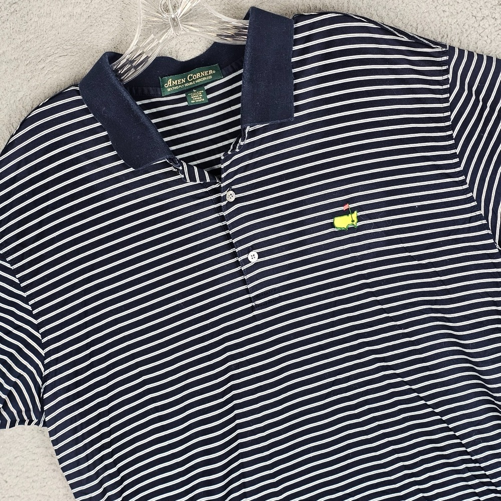 Amen Corner Polo Shirt Mens Large Striped Masters Golf Club Performance Popover
